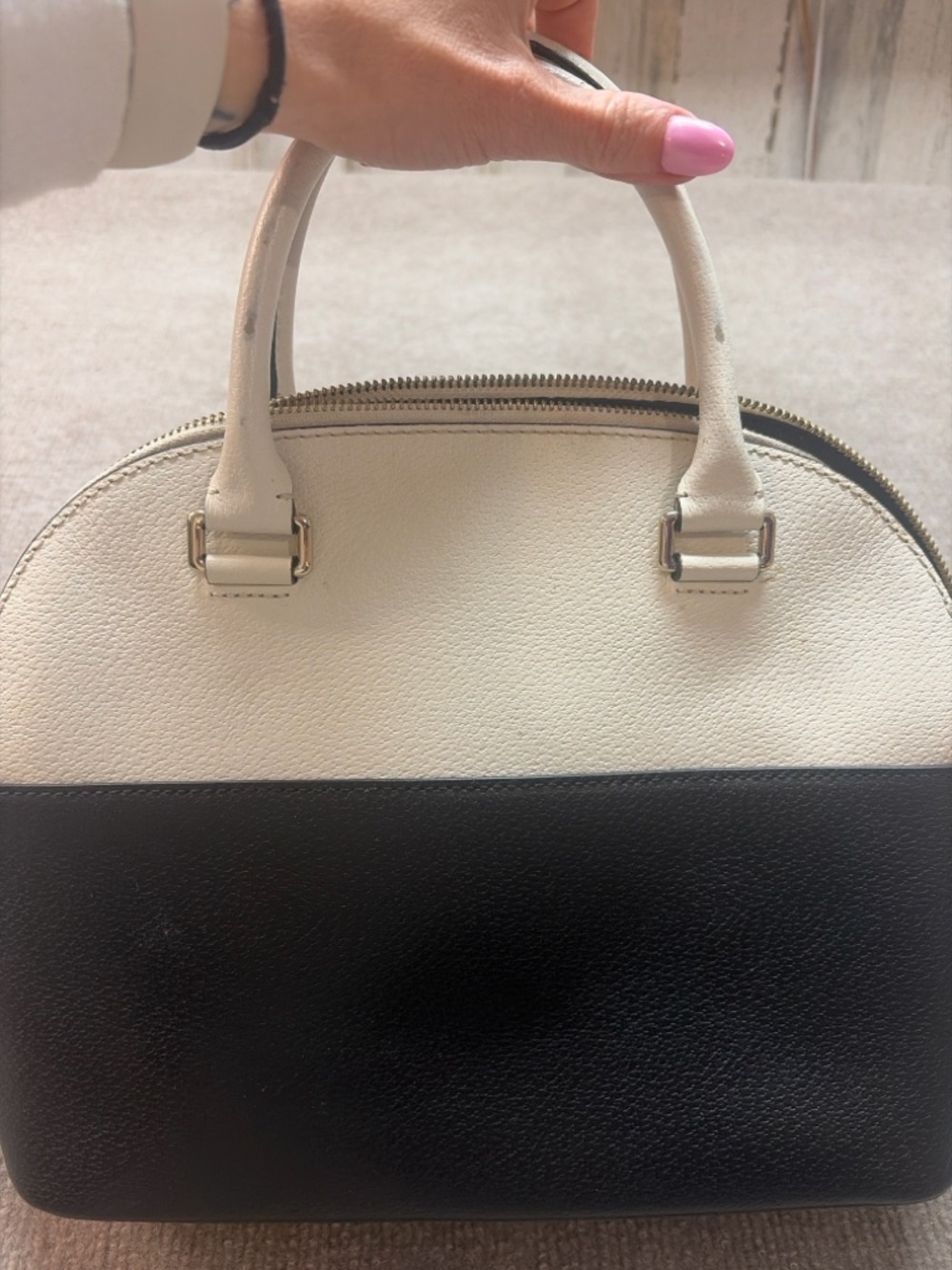 Kate Spade Two-Tone Cream and Black Dome Satchel - Picture 3 of 6